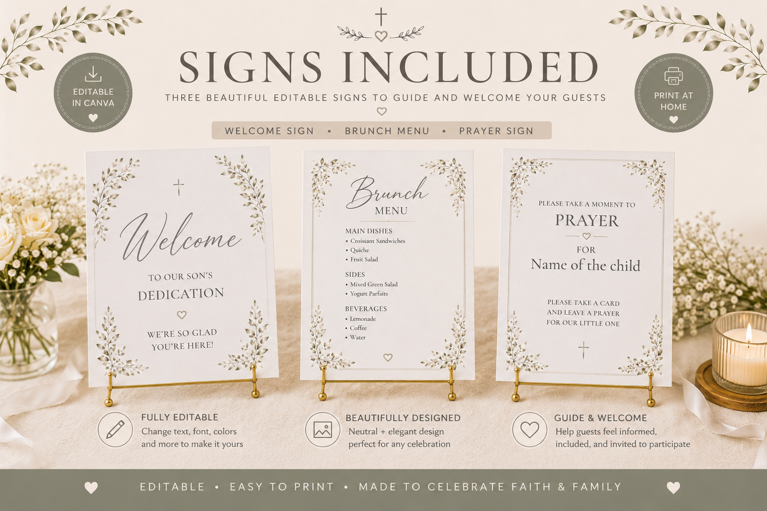 Child Dedication Bundle | Editable Canva Templates