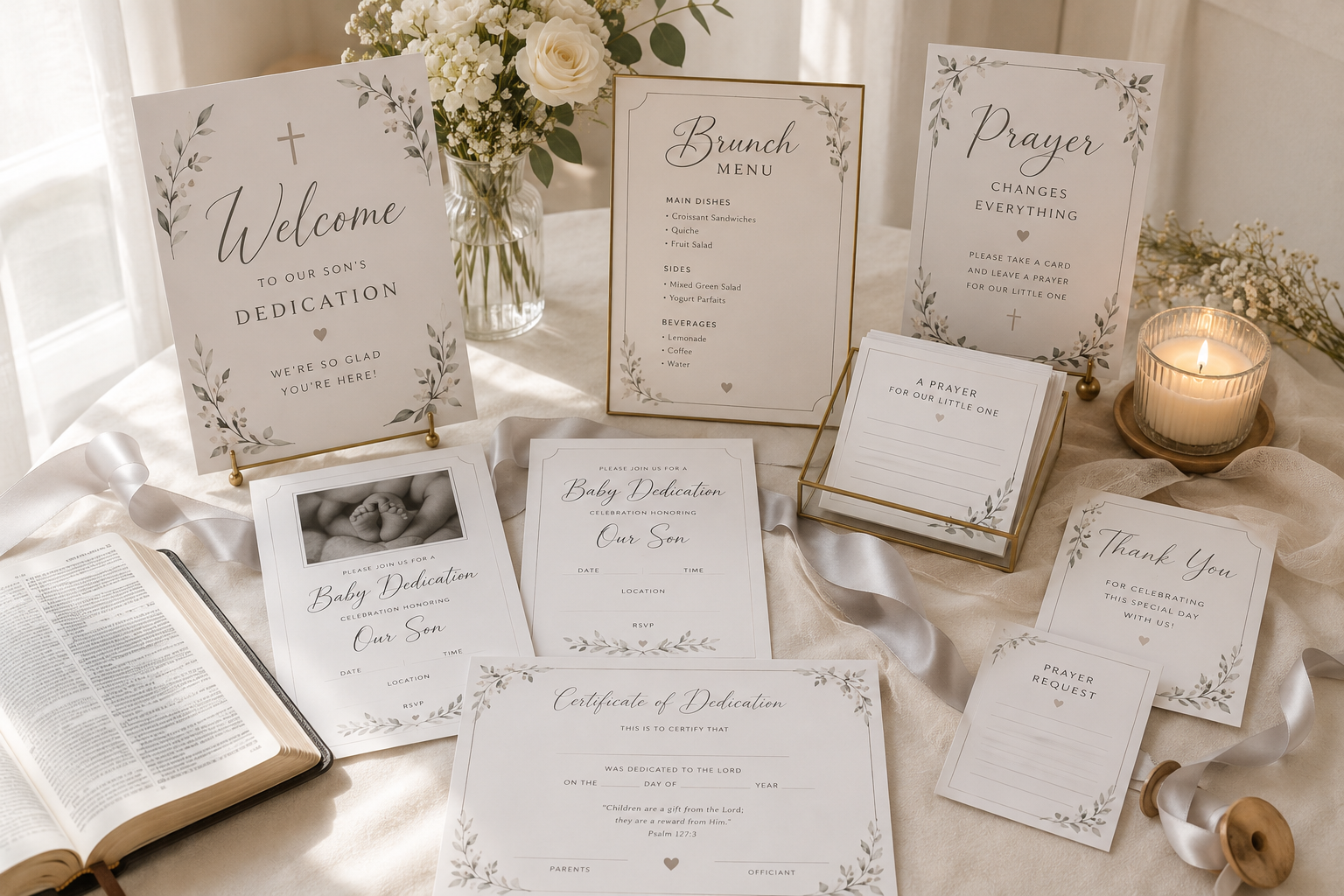 Child Dedication Bundle | Editable Canva Templates