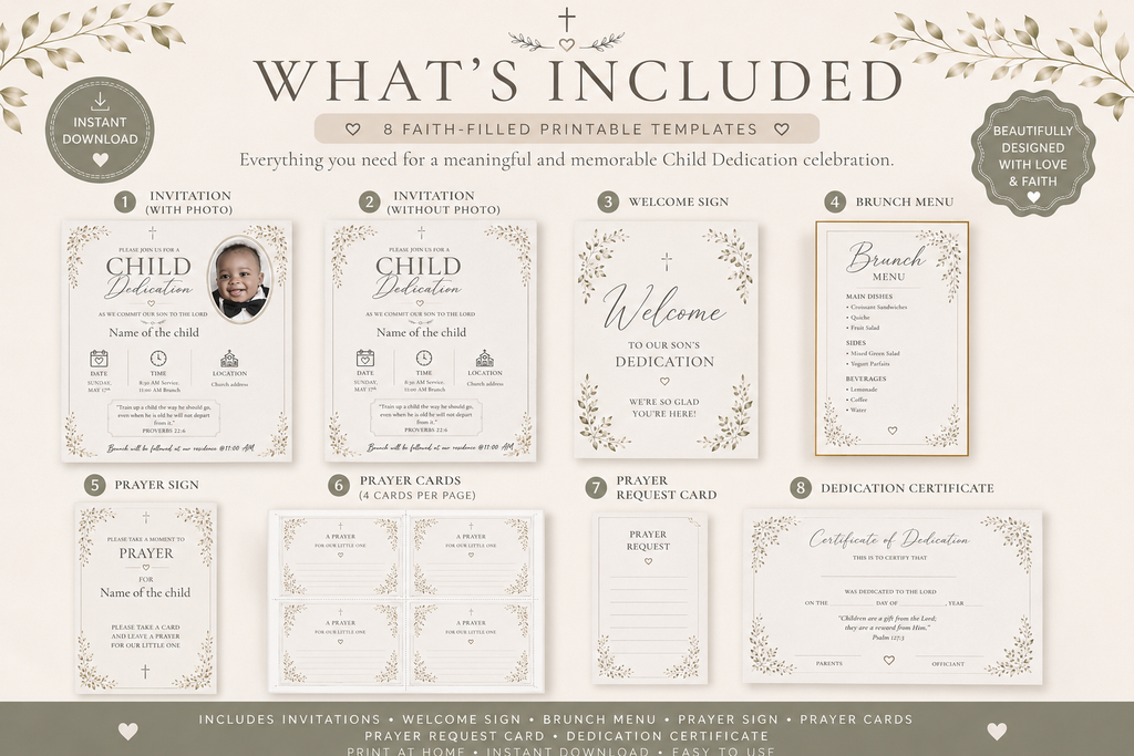Child Dedication Bundle | Editable Canva Templates