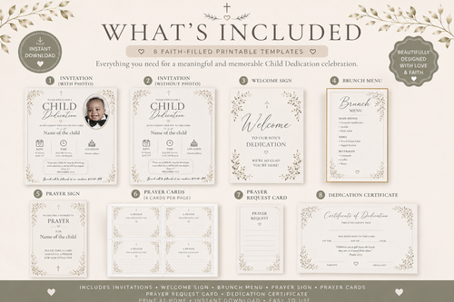 Child Dedication Bundle | Editable Canva Templates