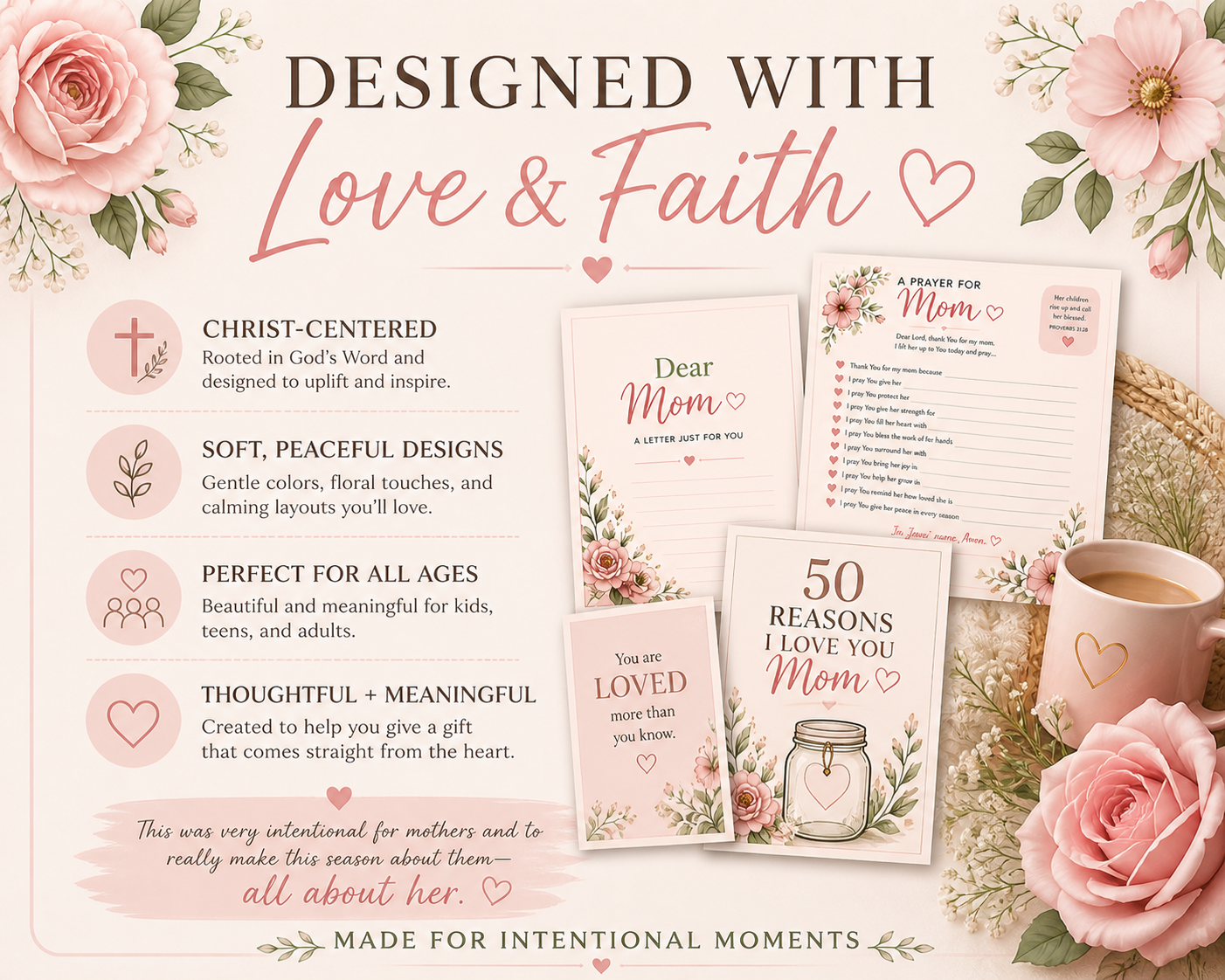 Mother’s Day Bundle | Faith-Based Printable Gift Set for Mom | Scripture Cards, Letters & Activities
